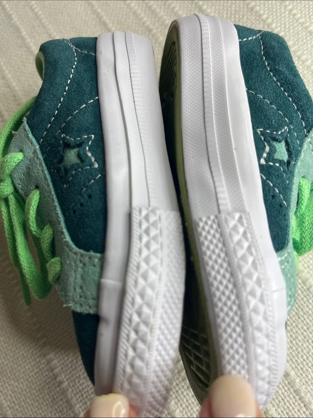 Converse All Stars US 5 baby, Mint Green suede Sneakers w cut-out star detail